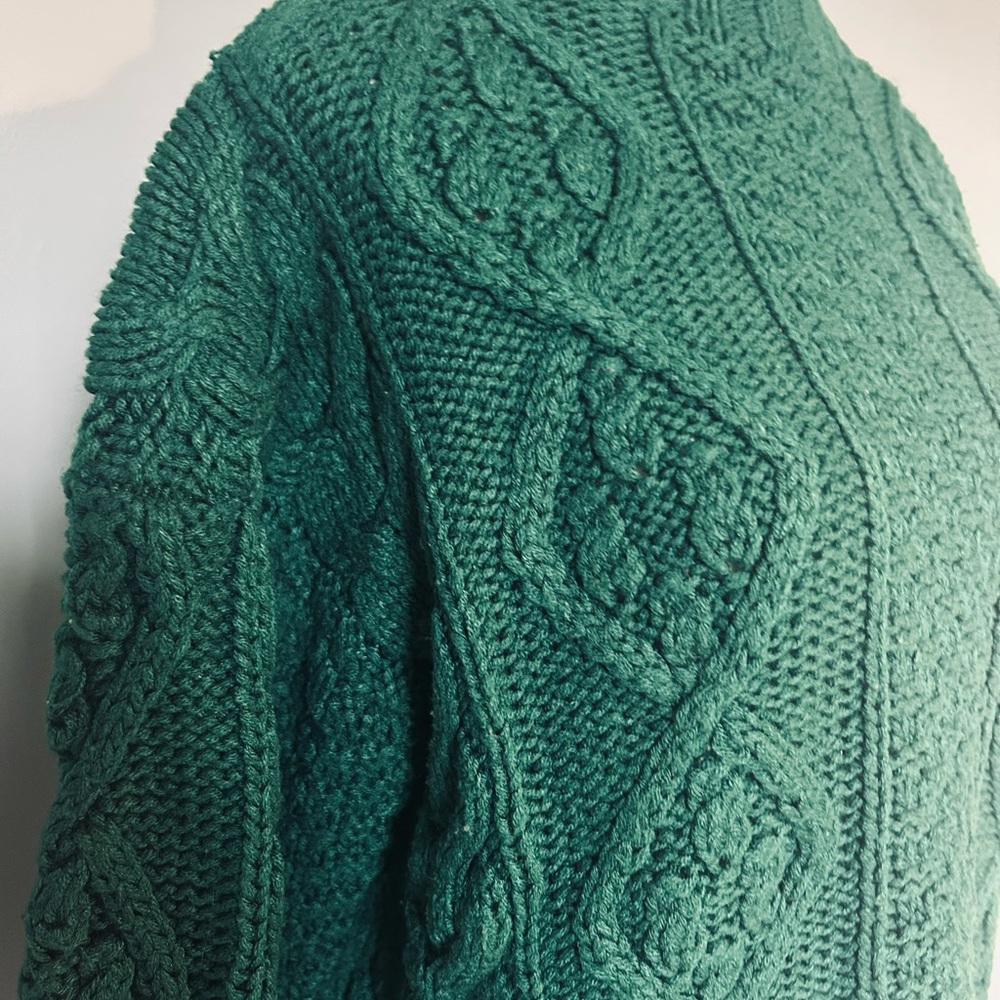 Vintage Karuba Emerald Green Chunky Cable Knit Sweater - Size Small - Picture 2 of 7